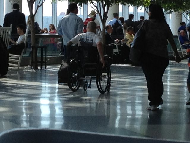 he was traveling with two others with similar chairs differently abled