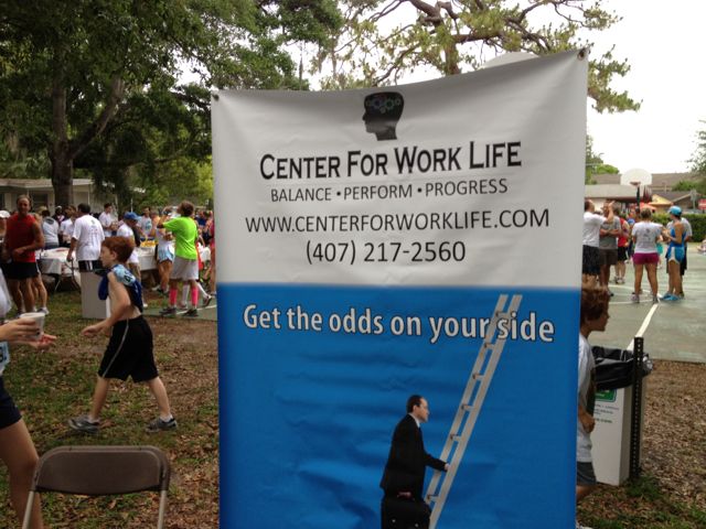 a vendor booth at the Windermere 5k April 14, 2012 work life balance