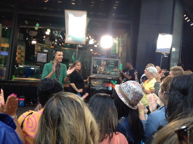 standing outside Good Morning America, trying to get on TV standing outside Good Morning America, trying to get on TV
