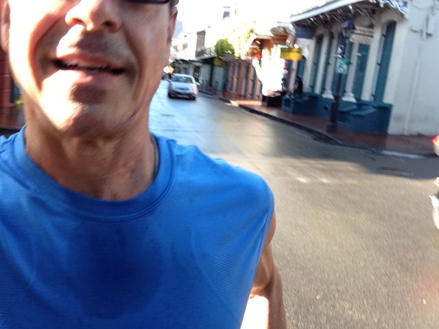 jogging down Bourbon Street