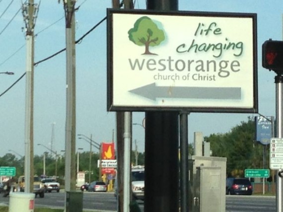 West Orange Church highway sign