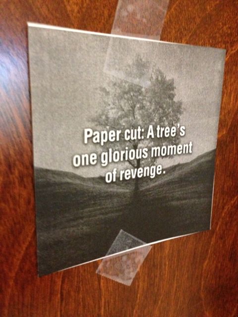 comic taped to door