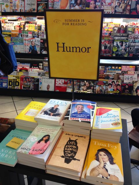 Summer humor reading table at Barnes and Noble