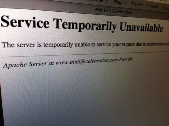 Website unavailable screen shot