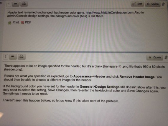 WordPress website forum comments