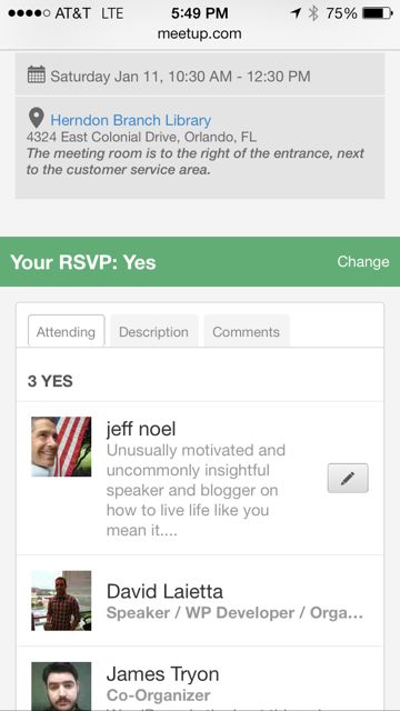 WordPress Orlando Meetup invite