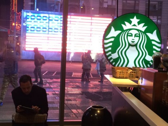Times Square Starbucks at 6am