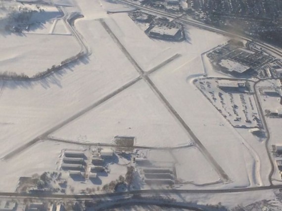 Iowa small airport in winter