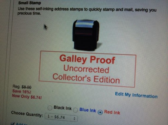 Galley Proof stamp for Mid Life Celebration