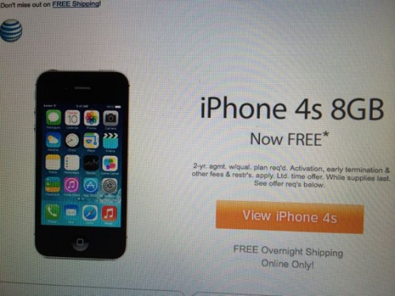 ATT ad offering iPhone 4s for free