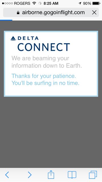 GoGo inflight Internet login screen