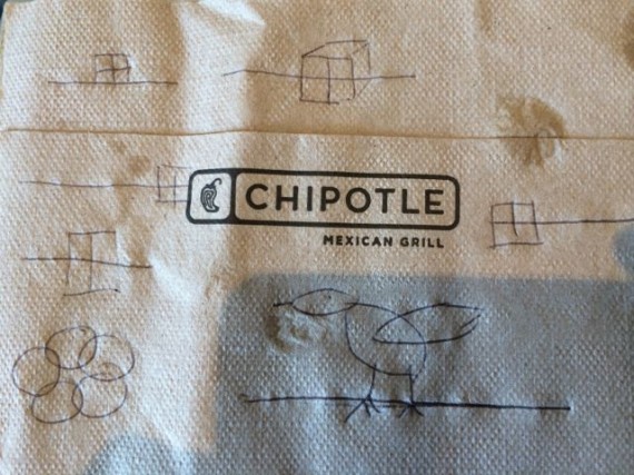 Mid Life Celebration logo ideas on a napkin