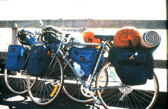 Two loaded down 18-speed Trek touring bicycles from 1983 Honeymoon