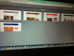 jeff noel's Macbook home screen with his five blogs displayed