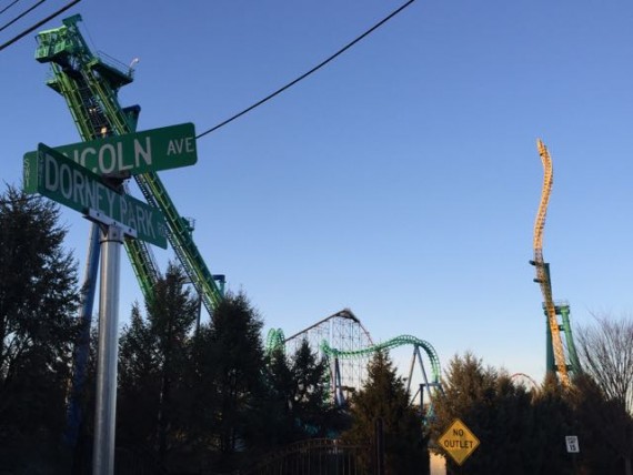 Dorney Park roller coasters in winter