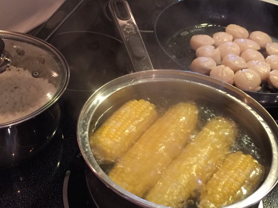 Healthy dinner cooking on stove