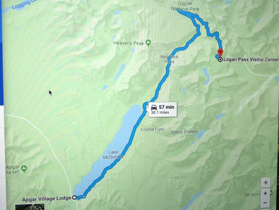 Glacier national Park road map