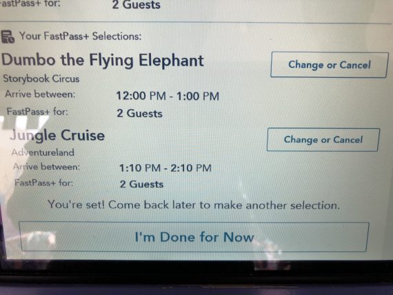 Disney FastPass app