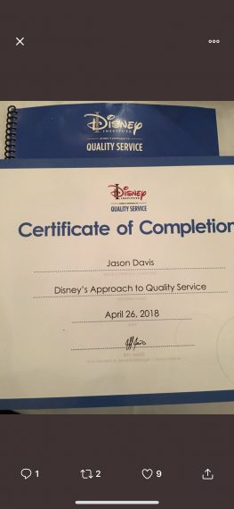 Disney Institute certificate