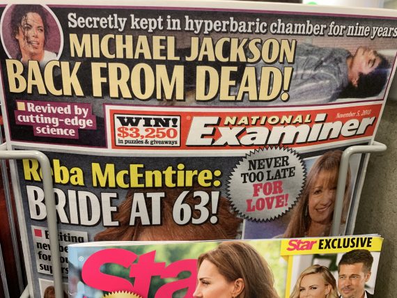 sensationalized tabloid headline