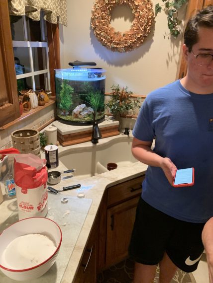 school project in kitchen