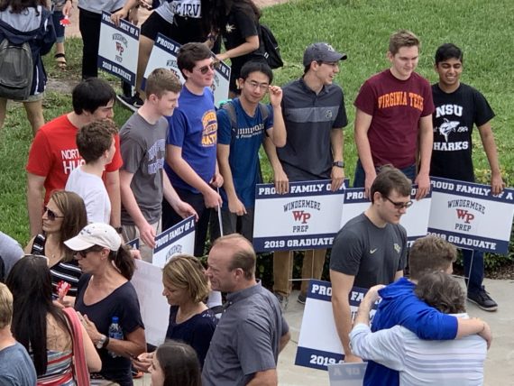 High school seniors celebrating