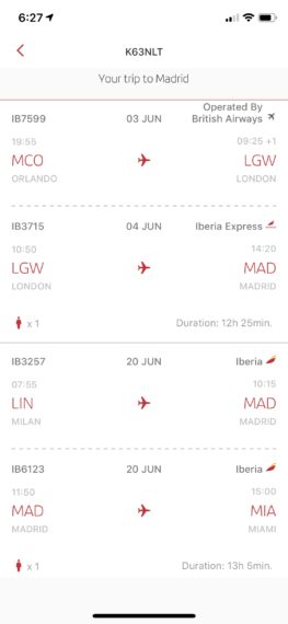 Iberia airline ticket