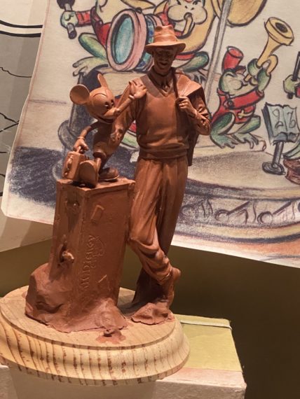 Clay mockup of Walt Disney and Mickey at Disneyland
