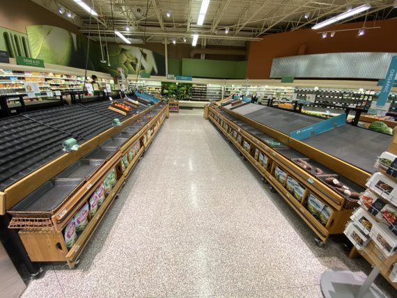 Empty produce shelves 