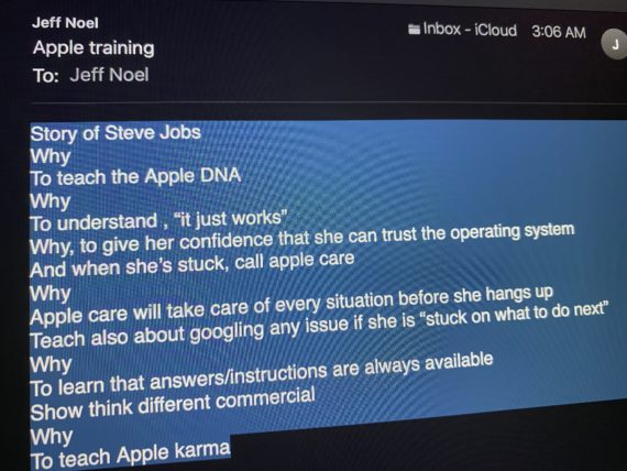 notes to self bout apple training