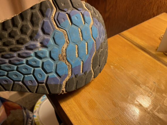 Worn running shoe bottom