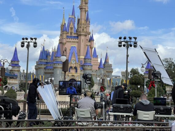cinderella castle and media crew