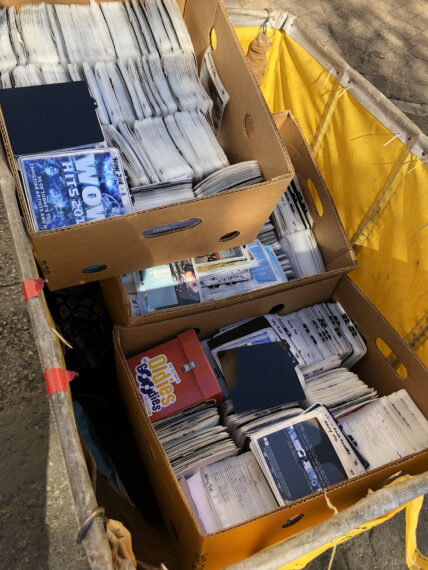 several large boxes of music CDs