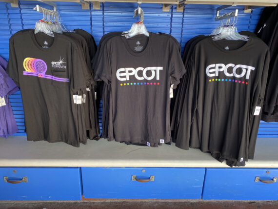 three types of Epcot tee-shirts