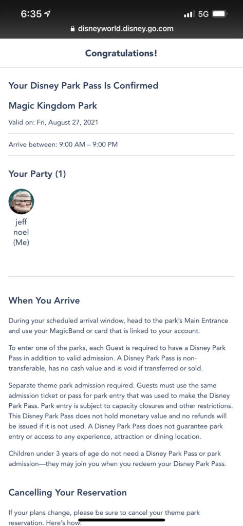 Disney app screen shot
