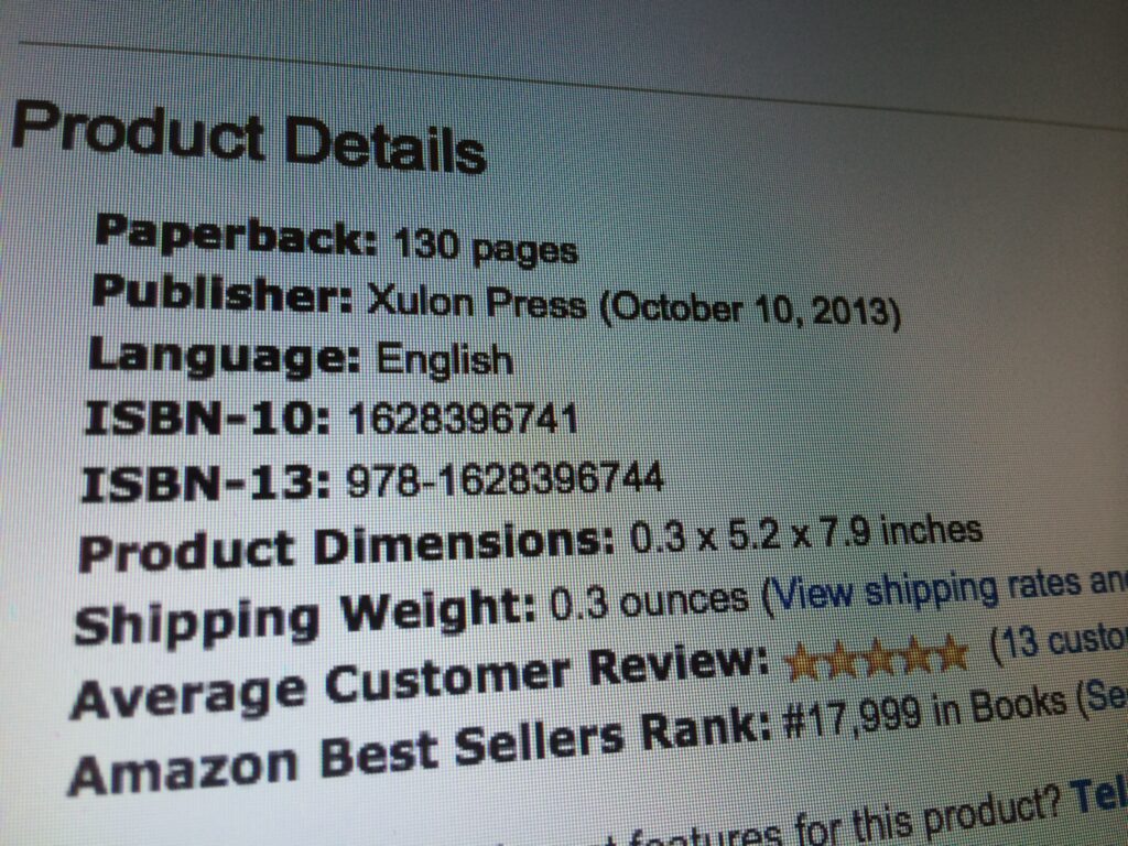 Amazon Book sales rank screen shot