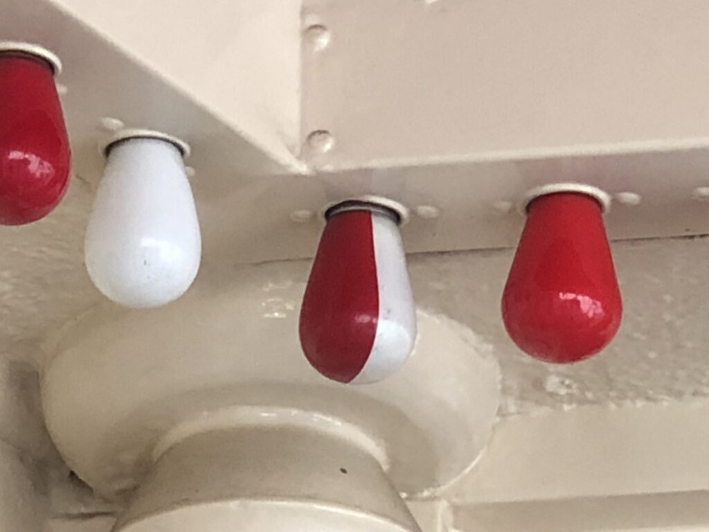 red and white light bulbs