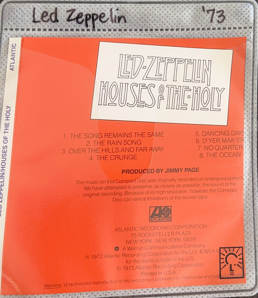 Led Zeppelin CD back cover