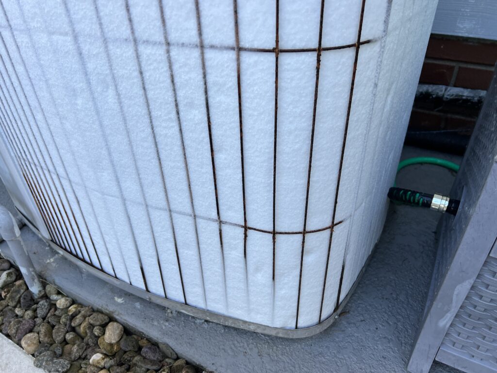 AC unit covered in frost