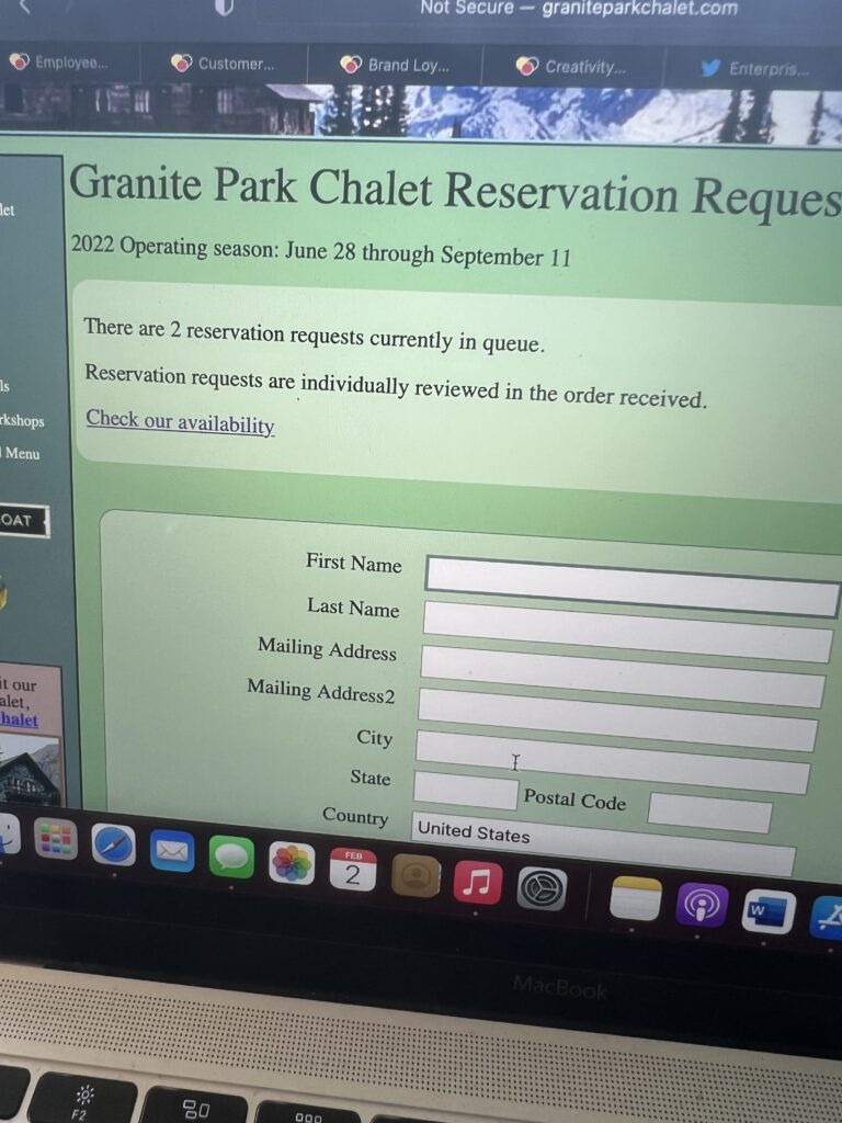 Hotel booking page screenshot