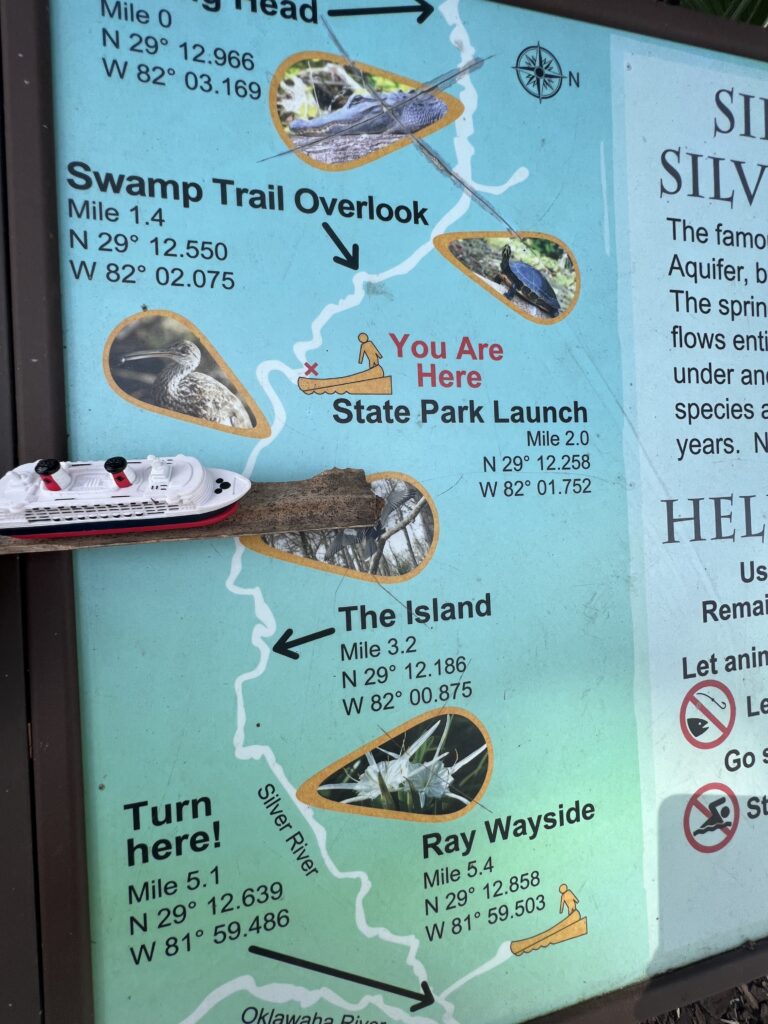Paddle sports map on Florida river