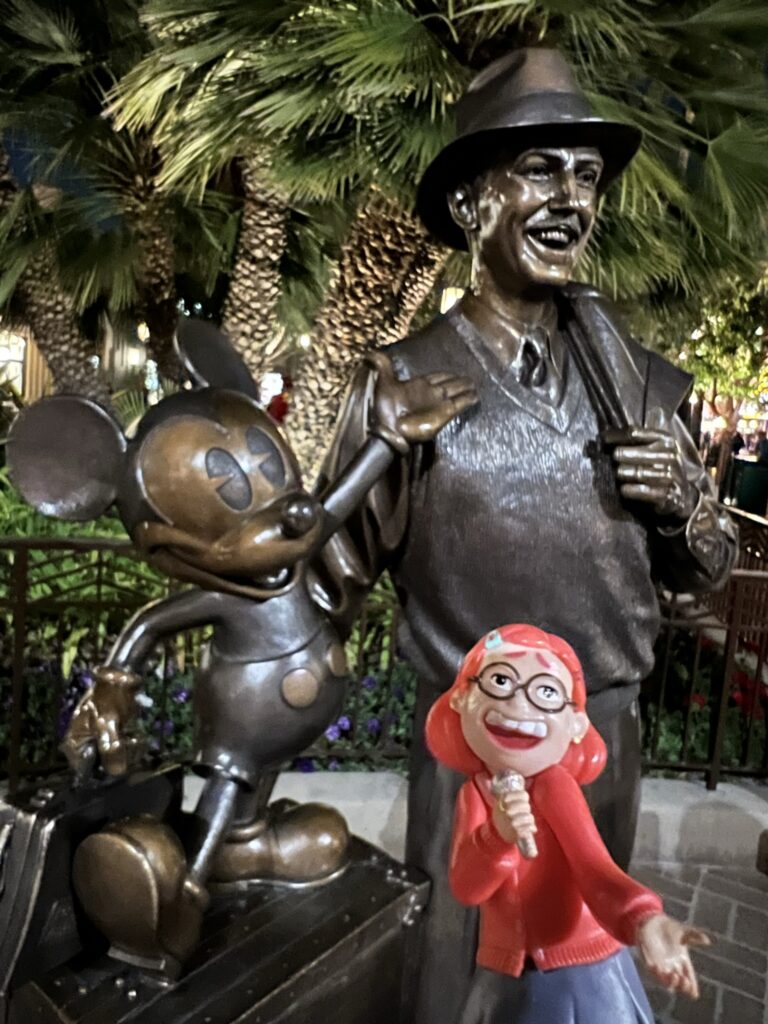 bronze statue of Walt Disney and Mickey Mouse