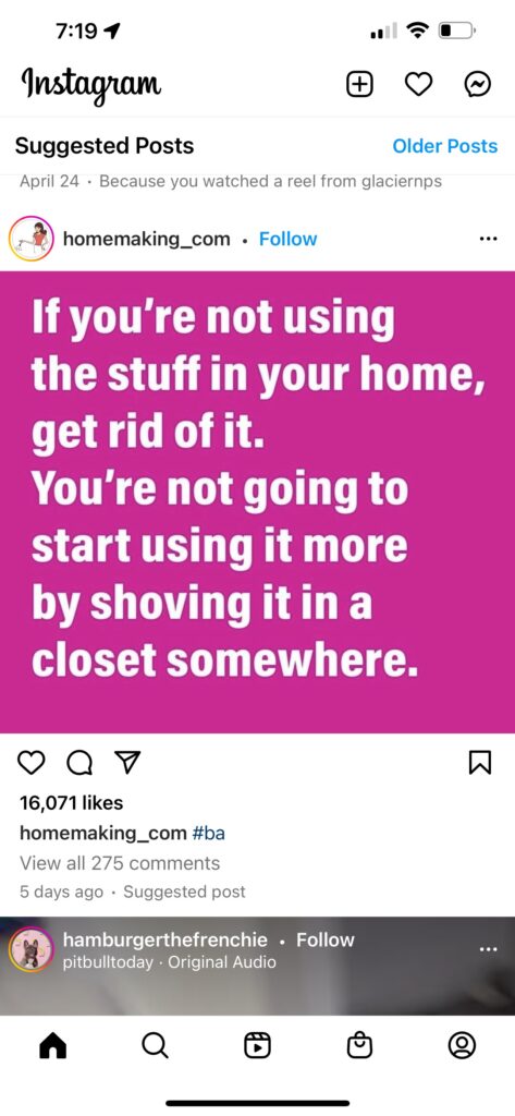 Instagram post screen shot
