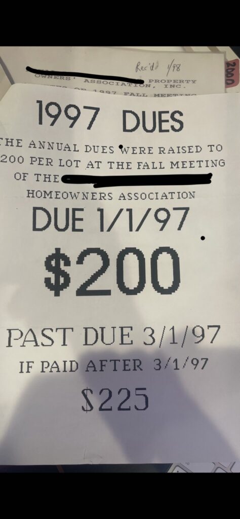 homeowner association dues reminder