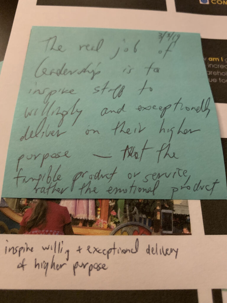 post it note with leadership insight