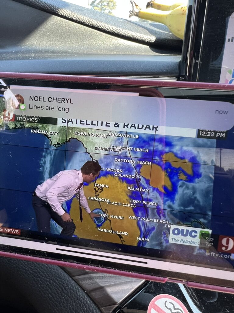 Screenshot of TV hurricane coverage