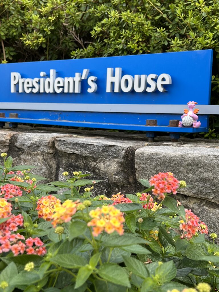 College president’s house sign